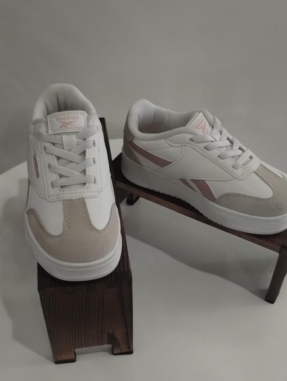 Reebok White Sneakers with Beige and Blush Accents
